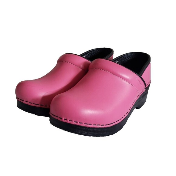 Dansko Professional Clogs Shoes Womens Size 37 Pink Leather Comfort Work Nursing - Picture 1 of 11